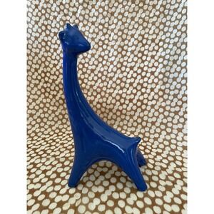 Blue Giraffe Figurine - Ceramic Decor Art Sculpture Animal Statue